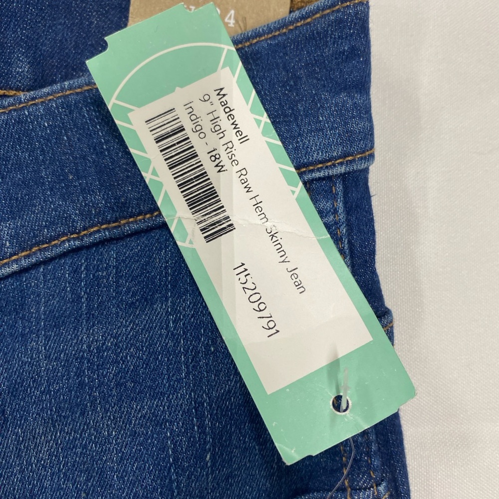 NWT Madewell Women's Skinny Jeans in Dark Blue Denim Size 34W - Picture 7 of 7